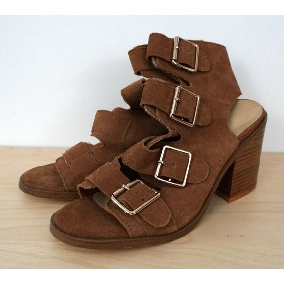 BUCKLE Rag & Co Brown Suede Strappy Sandals Heels - Picture 4 of 8